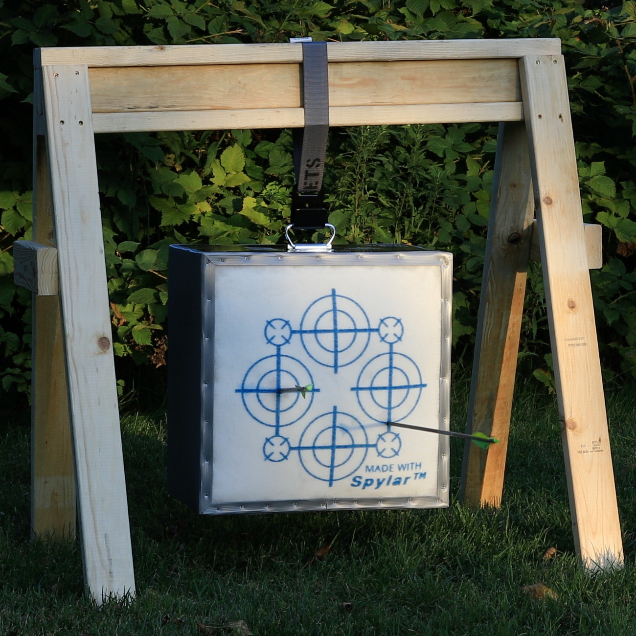 Archery target with target stand kit in the backyard